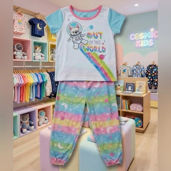 🚀 PJ & Me Out of This World Pajama Set | NWT | Girls 4T 🌈🐾