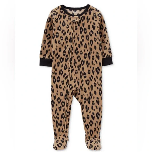 Baby Girls‎ One-Piece Leopard-Print Fleece Footed Pajamas 2T