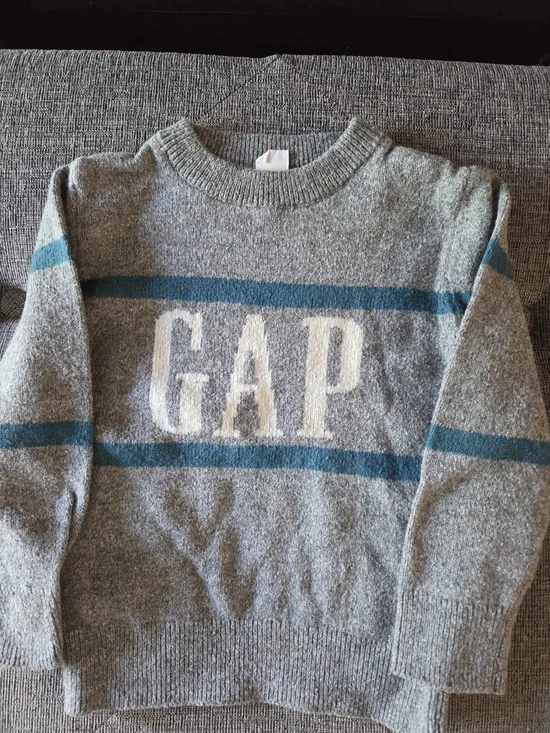 BABY GAP Boys Gray and Blue Sweater with GAP Logo Size 3T