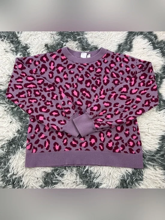 Gap Kids Girl Purple Pink Relaxed Intarsia Sweatshirt Size XXL 14-16