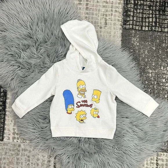 GAP Simpsons Unisex Cream Pullover Graphic Hoodie Size 12-18‎ Month