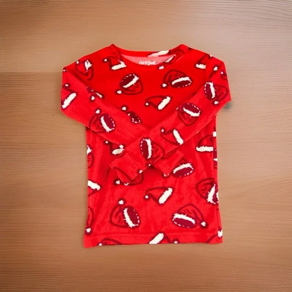 Cat‎ & Jack Kids Fleece Pajama Set 6 Santa Hat Red Christmas Sleepwear Holiday