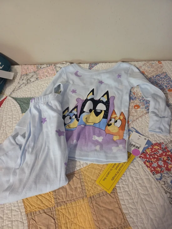 Unisex toddler pajamas nwt bluey 2t blue & purple star bedtime with dad