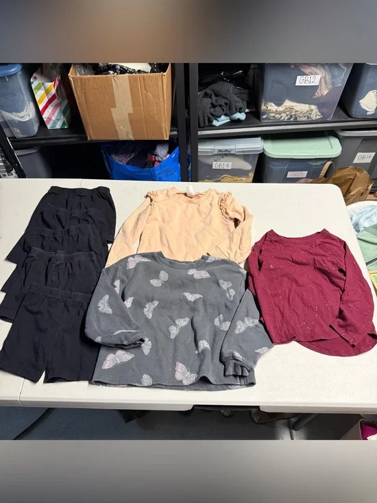 Bundle of 8 Toddler Girls Shirt Sweatshirt & Bike Shorts Size 5 EUC