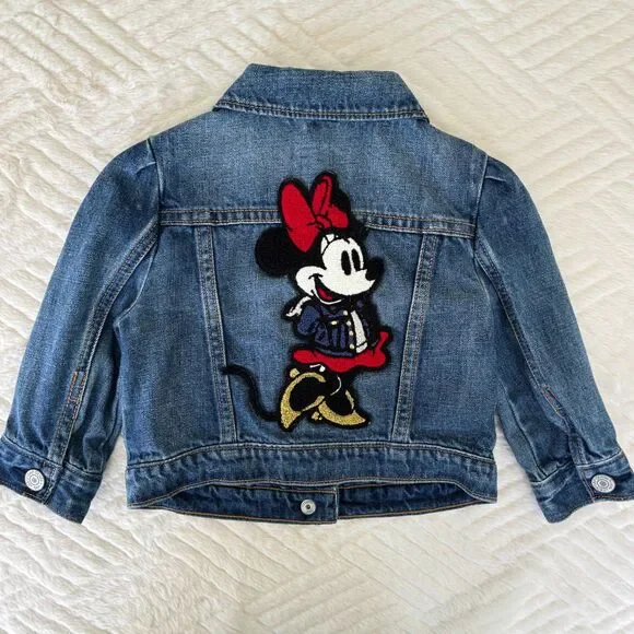 Gap Disney Girls 18-24M Minnie Mouse Patch Denim Jean Jacket Blue Toddler Coat