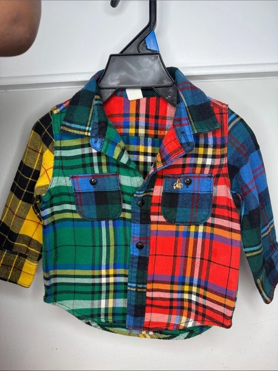 GAP Kids Multicolor Plaid Button-Down Shirt - Red, Green, Blue, Yellow, Black