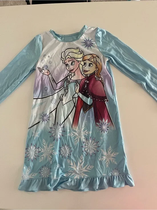Disney Frozen Elsa & Anna Light Blue Snowflake Nightgown Size 8 (Girls)