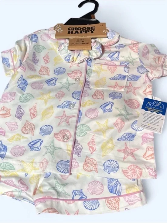 Kids Pastel Seashell Short Pajama Set