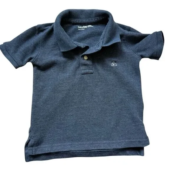 Baby Gap Gray Blue Teddy Embroidered Cotton Polo Shirt - Sz 12-18 mo