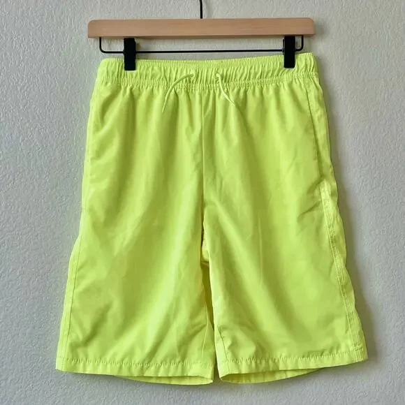 GAP Kids Boys XXXL (18) Quick-Dry Lined Neon Yellow Green Drawstring Shorts