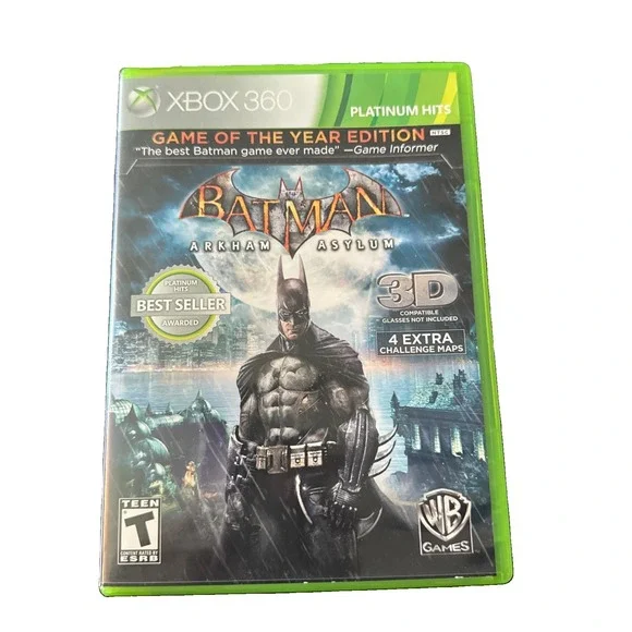 Batman Arkham Asylum Game of Year Edition (Microsoft Xbox 360, 2010) 3D Glasses