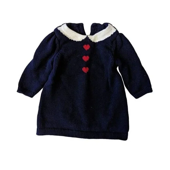 Baby Gap Navy Blue Knit Long Sleeve Sweater Dress Infant Girl 3-6 months