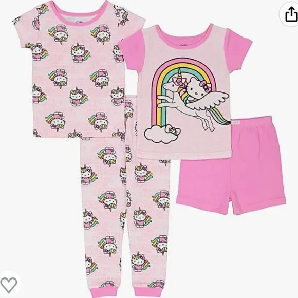 Sanrio Hello Kitty 2 pc pajama set cute with unicorn and kitty 100% cotton‎ 12m