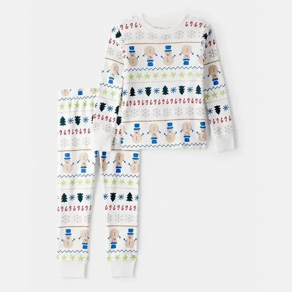 NEW! 4T Carter's Toddler Christmas Snowman Fair Isle 2PC Pajama Set White