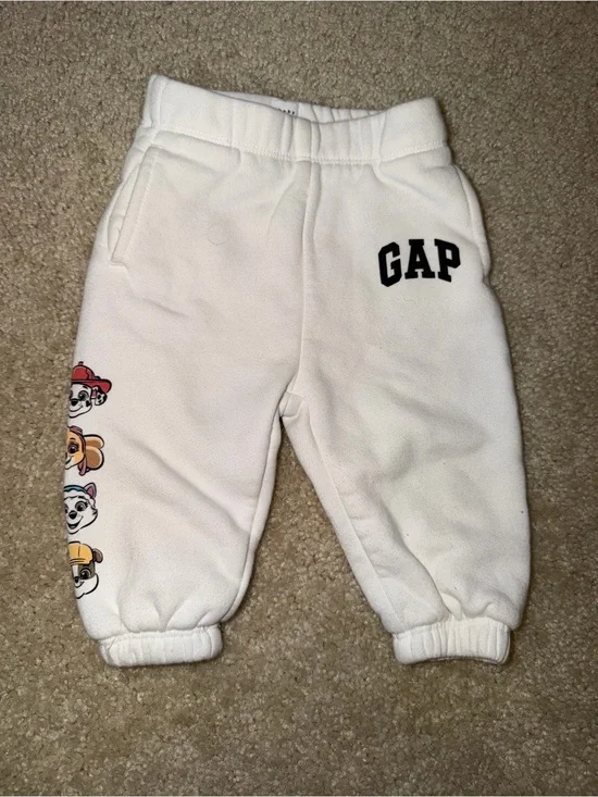 GAP White Kids Sweatpants with Character Side Trim