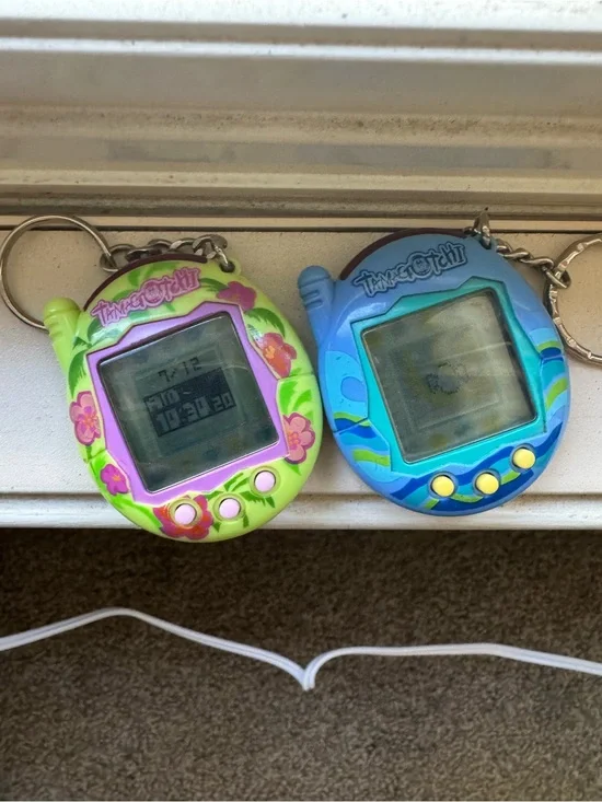 Tamagotchi Digital Pet Keychain - Blue & Green
