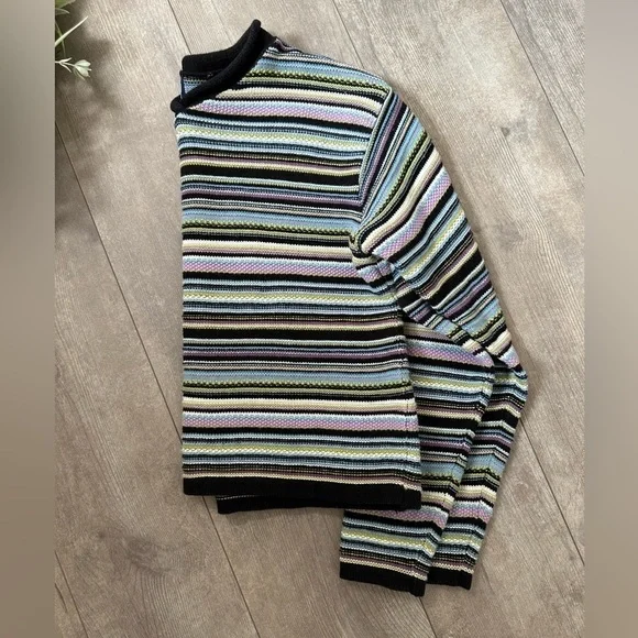 Vintage 90s GAP Girls Striped Heavy Cotton Sweater Size Medium