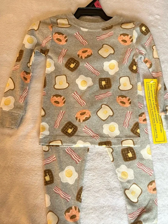 Kids Gray Breakfast Print Pajama Set