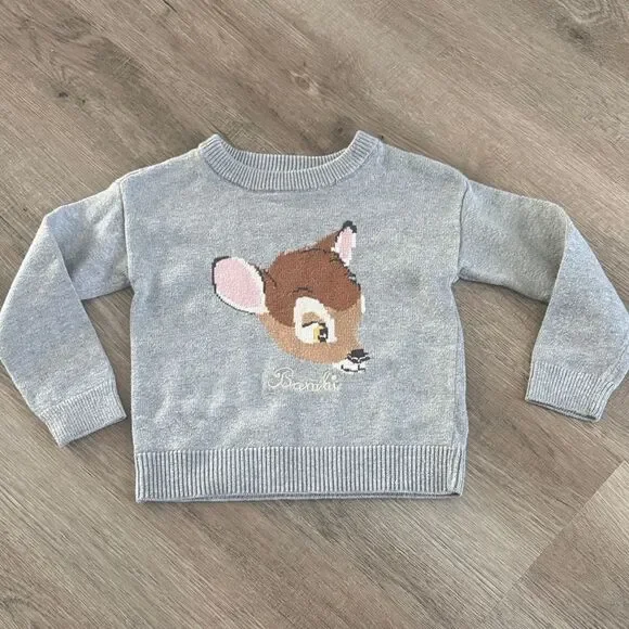 GAP Light Gray Bambi Intarsia Crewneck Sweater