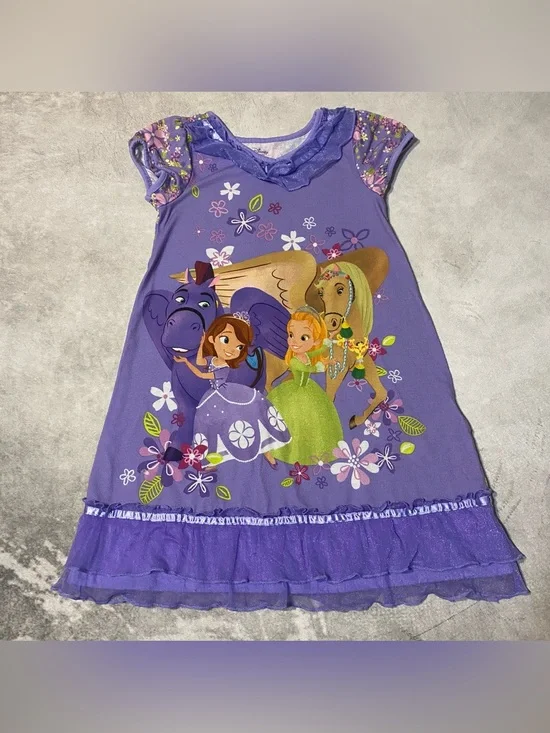Disney Store Girls' Sofia The First Nightgown Shirt Purple Pajama Gown Size 5-6