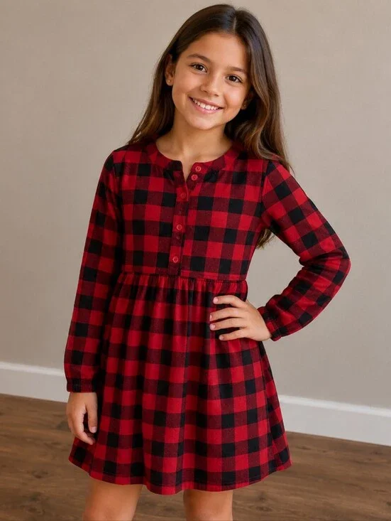 Girls Large Buffalo Plaid Gap Dress