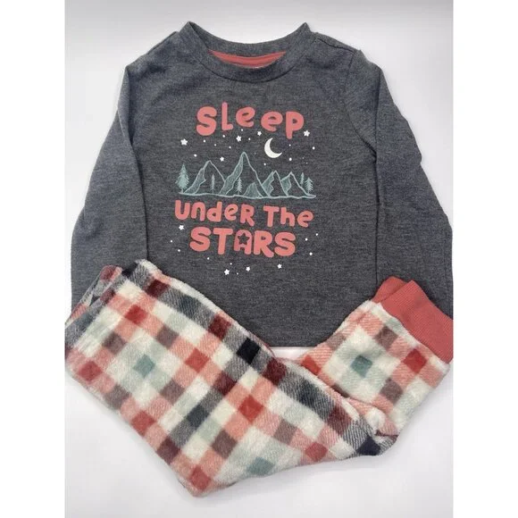 Members Mark Pajamas Set Boys 2t Plaid Christmas Sleep Under Stars‎ Top Pants