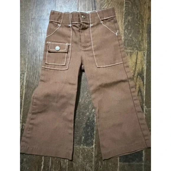 Vintage toddler Sears Winnie The Pooh  Pants Size 3 Slim Brown Bell Bottoms