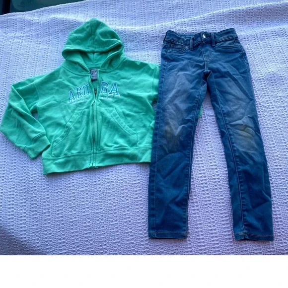 Bundle Aruba Pacific‎ & Co Hoodie Jumping Beans Jeggings Girls Size 7 Outfit