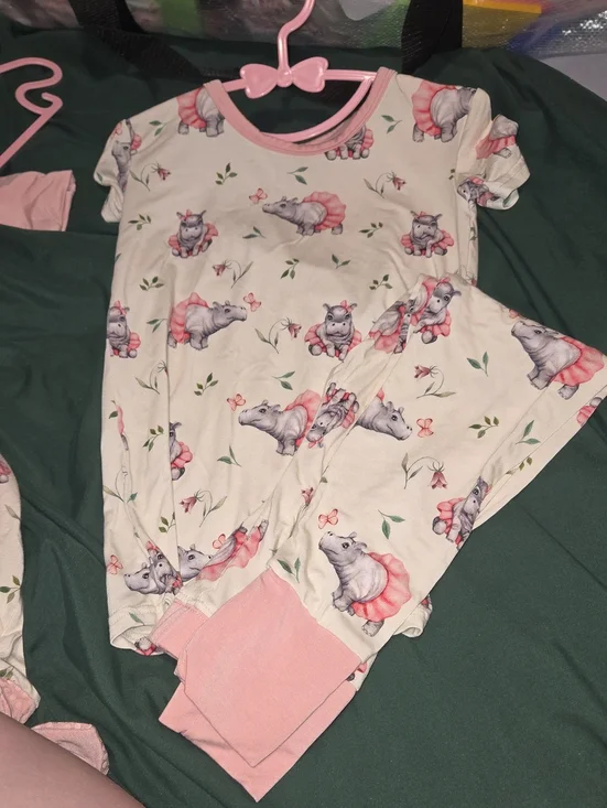 4t NWOT 2PC TUTU CUTE Hippo Print Pajama Set - BAMBOO