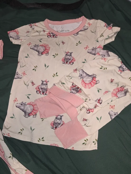 18-24 NWOT 2pc Pink Hippo Pajama Set