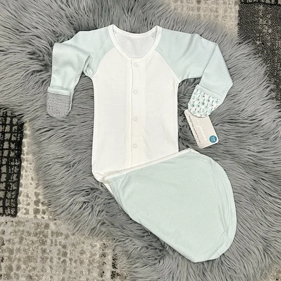 Goumi Kids JAMMS Organic Bamboo Cotton Baby Long Sleeve Gown Bodysuit‎ 3/6M