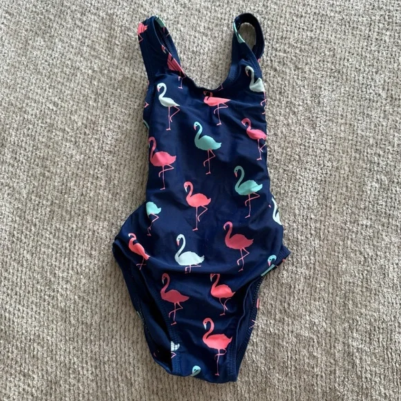 Baby‎ Gap Girls Flamingo One-Piece Swimsuit Navy Pink Size 3 Years