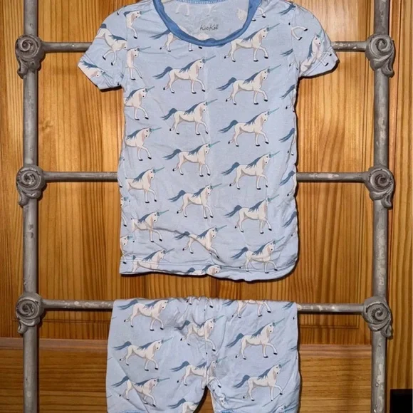 Kickee Pants Light Blue Unicorn Pajama Set