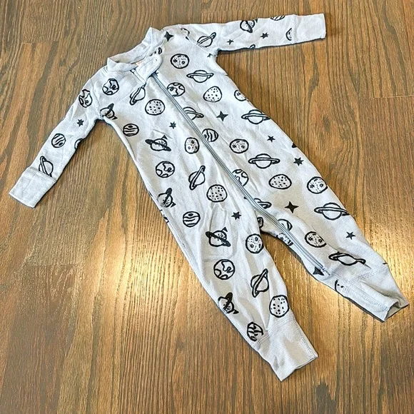 Hanna Andersson Planet Print Zip Sleeper Pajamas 6-12M Organic Cotton