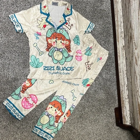 SAM Kids Pajama Set - Cream and Teal