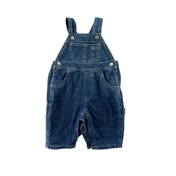Vintage Baby Gap Classic Denim Overalls Unisex Infant 3–6 Months Snap Leg