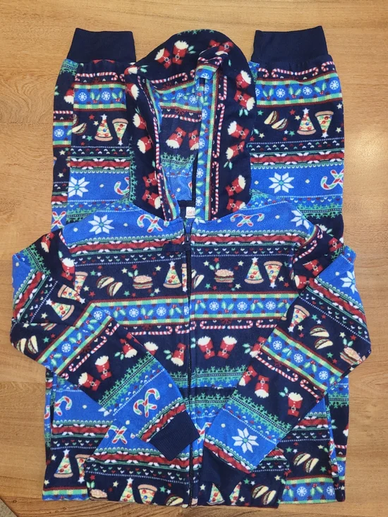 Cat & Jack Navy and Bright Blue Holiday Sleepwear Onesie