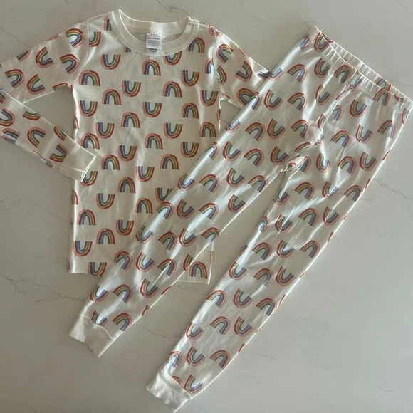 Hanna Andersson Girls Pajamas Rainbow Print Super Soft Size 8