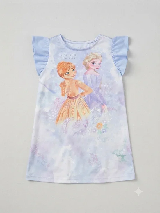 Girls' Light Blue Frozen Anna & Elsa Nightgown