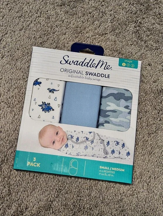 NEW SwaddleMe 3-Pack Baby Swaddles in Blue, Light Blue & Camouflage