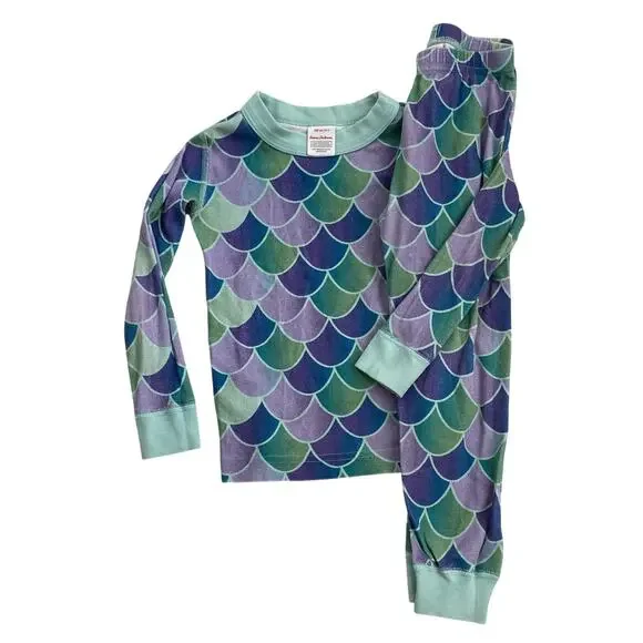 Hanna Andersson Mermaid Scales Long John Pajamas - Purple Green Blue - 4 or 100