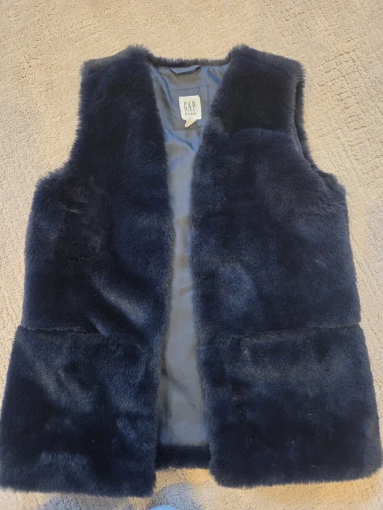 GAP Navy Faux Fur Vest