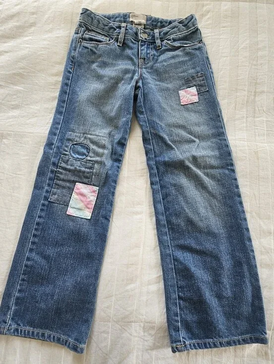 Vintage Gap Kids Cotton Patchwork Boyfriend Denim Jeans, Size 6