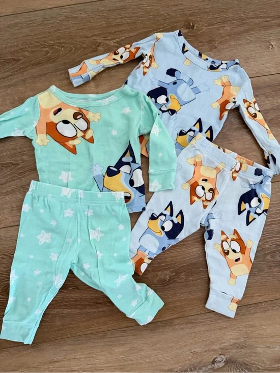 Disney Blue and Mint Green Bluey & Friends Kids Pajama Set
