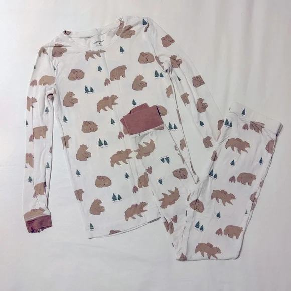 Angel Dear Long Sleeve Pajama Set Brown Bears Size 8