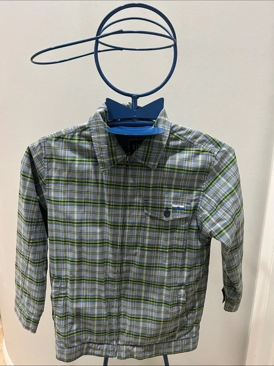 Gap Boys' Green Plaid Lightweight Jacket