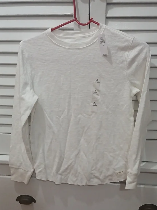 Gap Kids Boys Size 10( L) Classic White Long Sleeve Crewneck Top