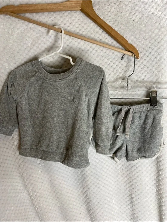 Baby Gap Heather Gray Terry Cloth Shirt & Shorts Lounge Set
