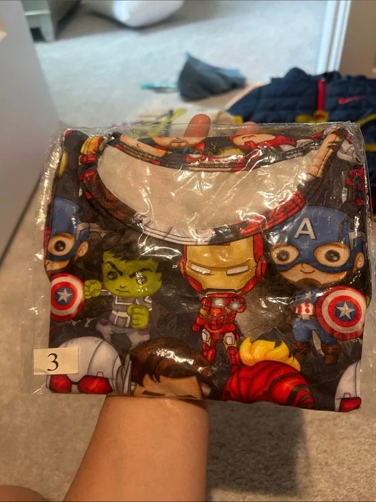 Marvel Avengers Kids Pajama Top - Black Multicolor Superhero Print short sleeve