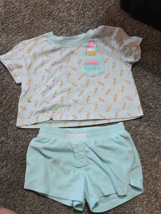 Mint Ice Cream Print Kids Pajama Set - Cool Vibes